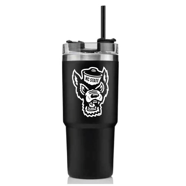 24 oz. Black Tumbler With Straw Tuf